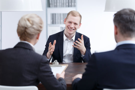 Man smiling on job interview