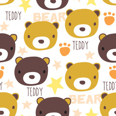 Naklejka premium seamless teddy bear pattern vector illustration