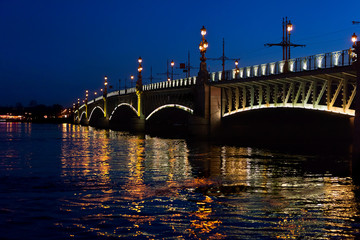 Troitskiy bridge in StPetersburg before sunrise