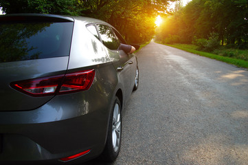 Car on asphalt road in nature