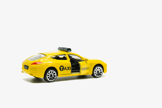 Yellow Taxi Isolated On White Background