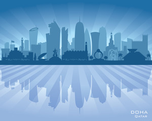 Doha Qatar city skyline vector silhouette