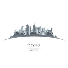 Doha Qatar city skyline silhouette white background