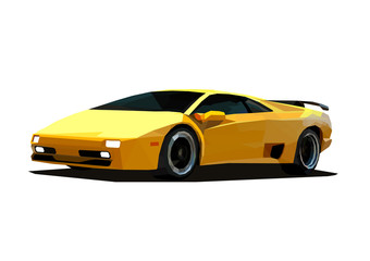 Obraz na płótnie Canvas yellow race car, triangulation