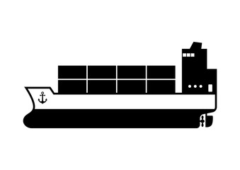 Container ship vector icon on white background