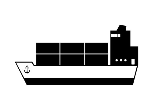 Container ship vector icon on white background