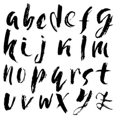 Hand drawn dry brush font. Modern brush lettering. Grunge style alphabet. Vector illustration.