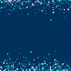 Beautiful falling snow. Borders with beautiful falling snow on deep blue background. Vector illustration.