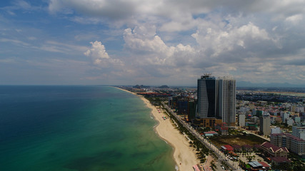View from the coastline to the city of Da Nang in Vietnam