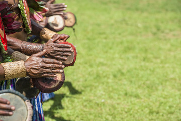 Fototapeta na wymiar festival drums Mount Hagen Papua New Guinea
