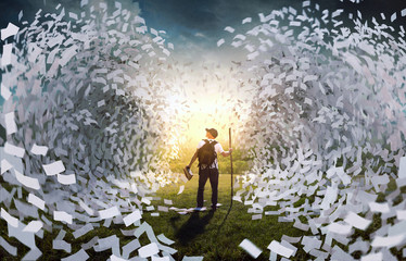 Tidal wave of book pages