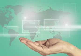 Hand and illustration.