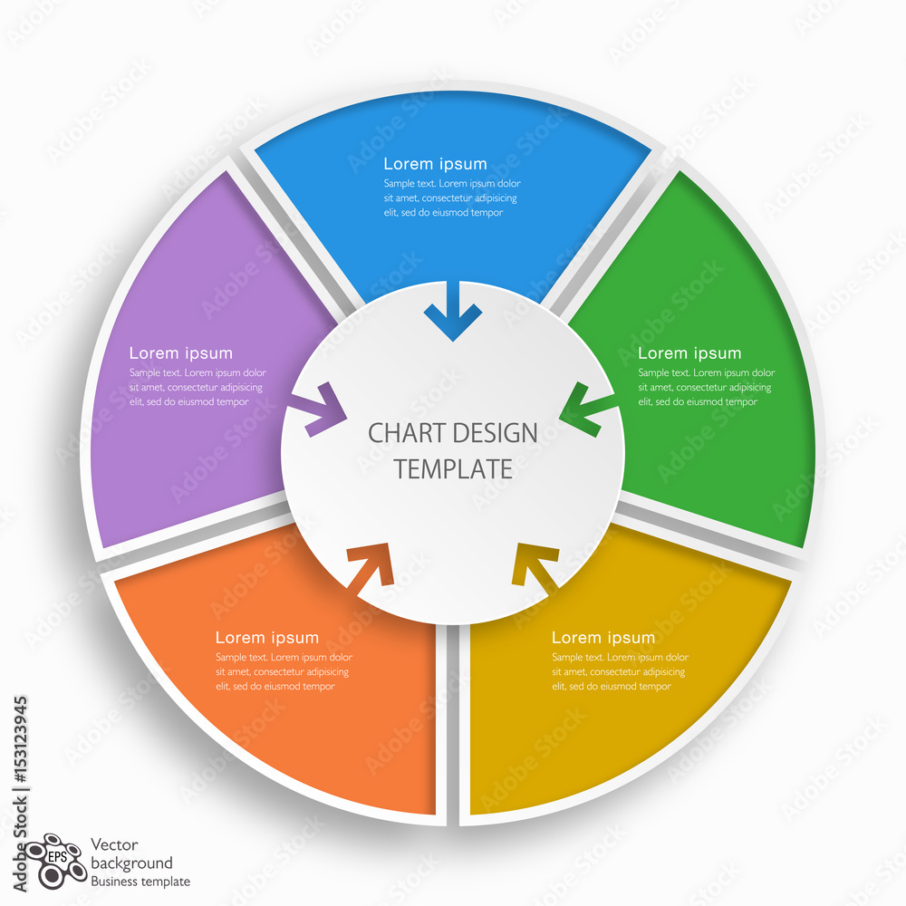 Wall mural chart design template_5-step process #vector graphics