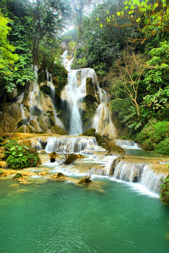 Fototapeta The Kuang Si Falls south of Luang Prabang, Laos  