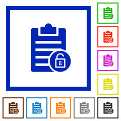 Note unlock flat framed icons