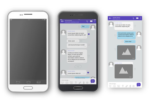 Smartphone Mockup with Messenger App Screens