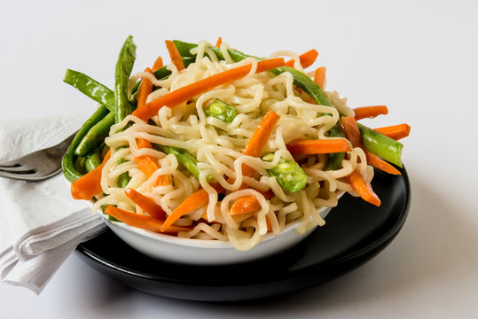Bowl of Noodles with Fresh vegetables