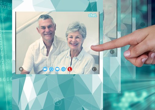 Hand touching Social Video Chat App Interface