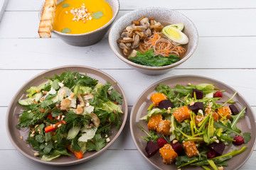 Set of different dishes