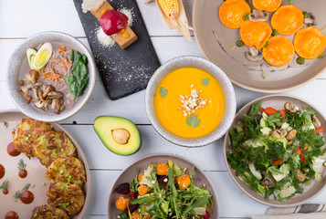 Set of different dishes