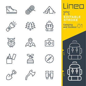 Lineo Editable Stroke - Camping and Outdoor outline icons
Vector Icons - Adjust stroke weight - Expand to any size - Change to any colour