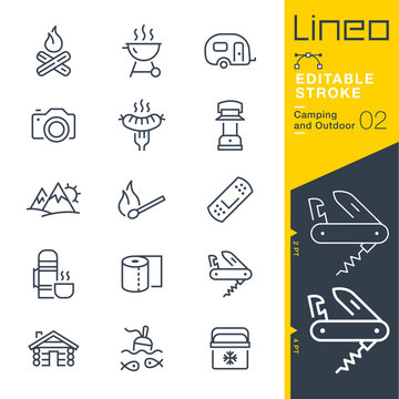 Lineo Editable Stroke - Camping and Outdoor outline icons
Vector Icons - Adjust stroke weight - Expand to any size - Change to any colour