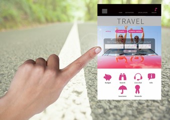 Hand Touching Travel holiday break App Interface 