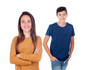 Two teenagers looking at camera