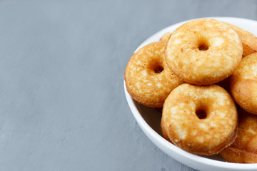 Biscuit cookies on the plate. Selective focus. Copy space.