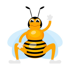  Color image of a bee cartoon on a white background. Vector illustration