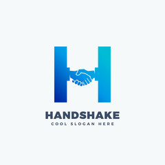 Handshake Abstract Vector Sign, Symbol or Logo Template. Hand Shake Incorporated in Letter H Concept.