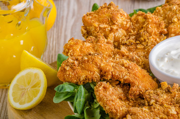 Chicken strips with delish garlic dip