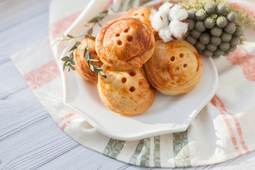 Pies buttons with sausage and cheese
