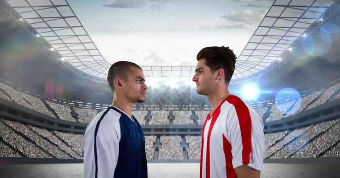 Confident soccer players looking at each other - Powered by Adobe