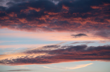 Dark red clouds at sunset
