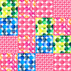 Pattern patchwork with watercolor  circle design elements background. For textile fabric, wrapping paper, print and web projects.