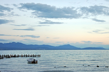 Blue sea in Italy, it left the bottom of the boat