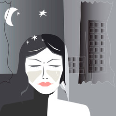 Illustration woman depression and psychotherapy practice