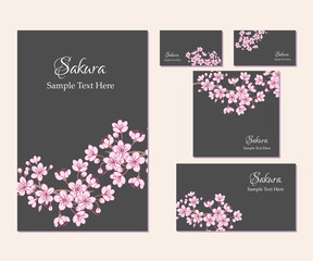 Set of template corporate identity with sakura