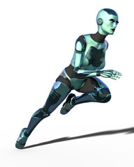 3d render of a metal female robot isolated