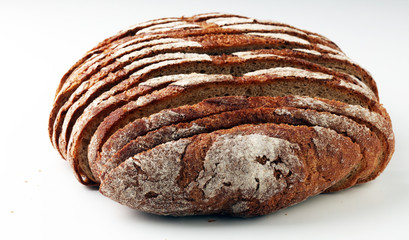 fresh bread loaf on white