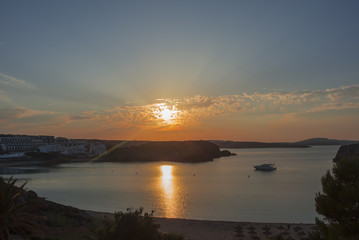 Fototapeta premium Summer sunset in Arenal d'en Castell, Menorca, Spain