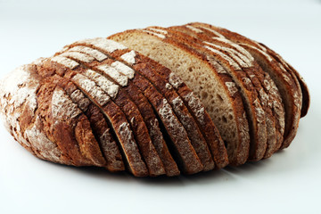 fresh bread loaf on white