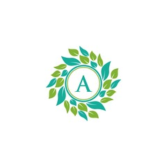 Letter A Leaf Nature Logo Template Design