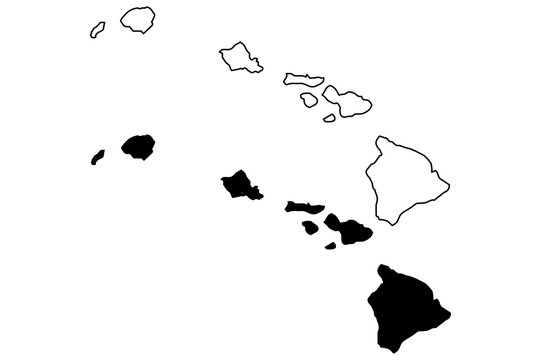 Hawaii map vector illustration, scribble sketch Hawaii