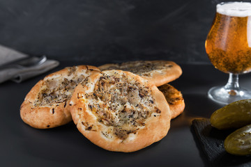 Cebularz a traditional Lublin voivodeship bread with onion and poppy seed - obrazy, fototapety, plakaty