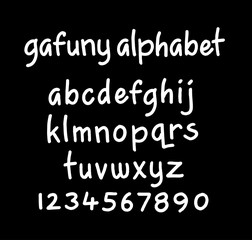 Fototapeta na wymiar Gafuny vector alphabet lowercase characters. Good use for logotype, cover title, poster title, letterhead, body text, or any design you want. Easy to use, edit or change color. 