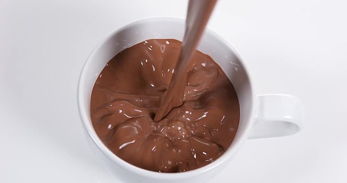 Chocolate Pouring into a Bowl, Slow Motion 4K