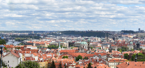 Fototapeta na wymiar The view of the city of Prague in Czech Republic in a sunny day.