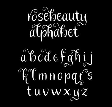 Rosebeauty vector alphabet lowercase characters. Good use for logotype, cover title, poster title, letterhead, body text, or any design you want. Easy to use, edit or change color. 